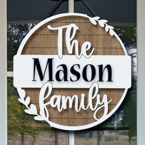 Last Name Round Shiplap Round Sign
