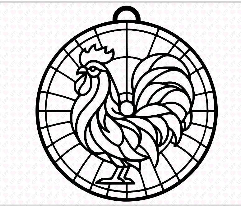 Rooster Crushed Glass