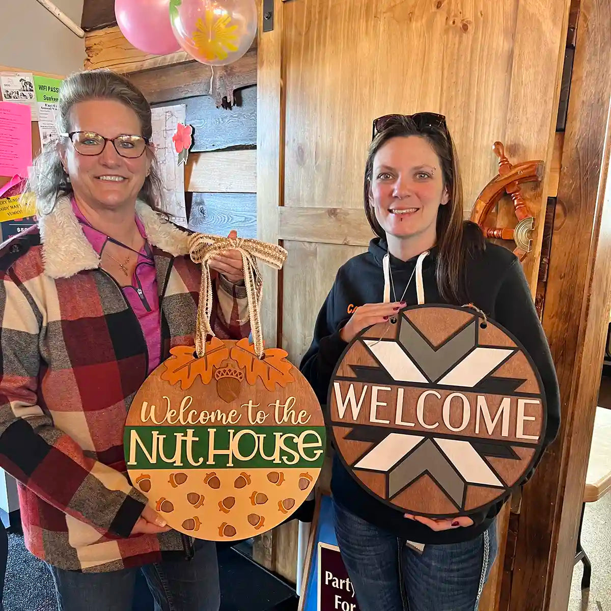 Welcome Barn Quilt Round Sign