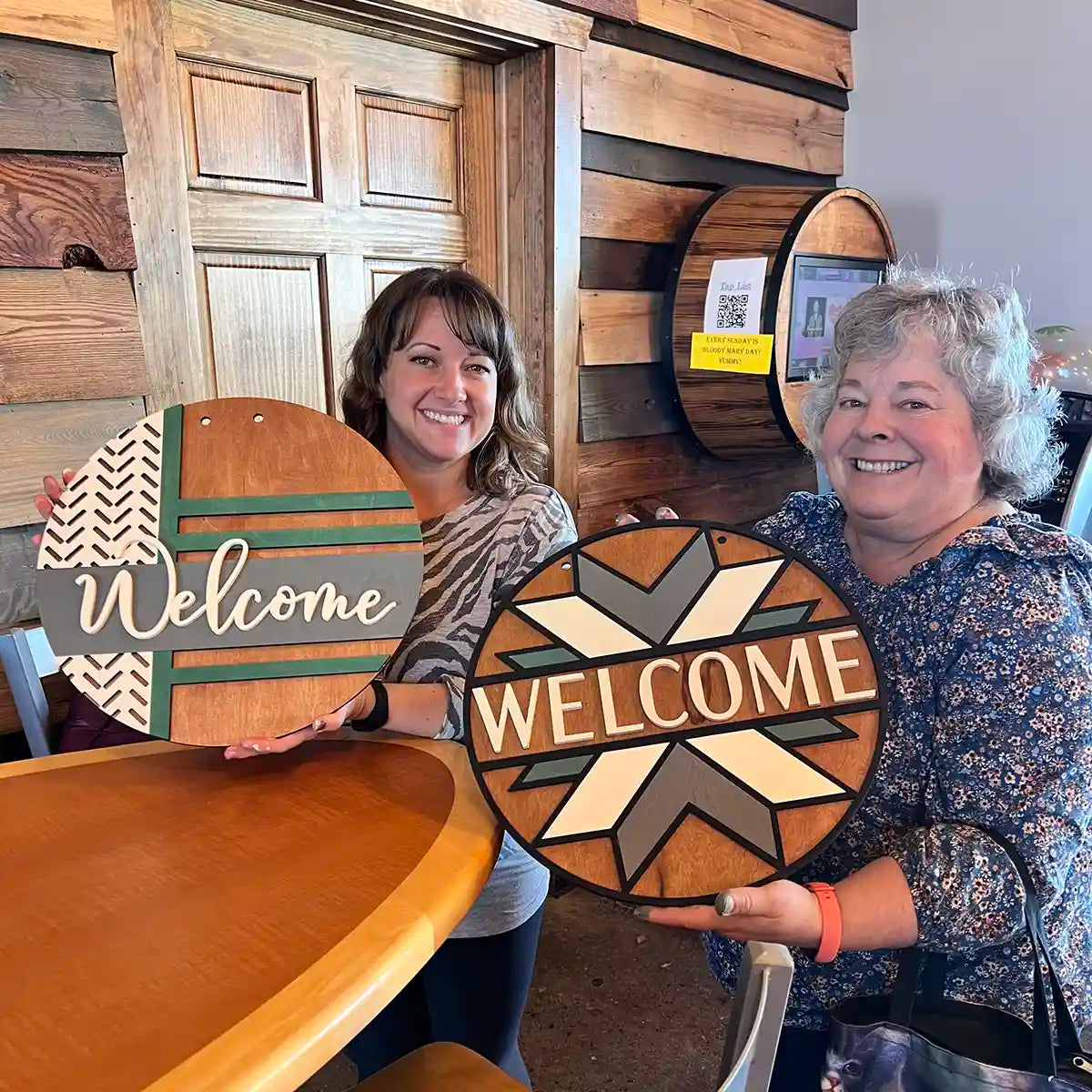 Welcome Barn Quilt Round Sign