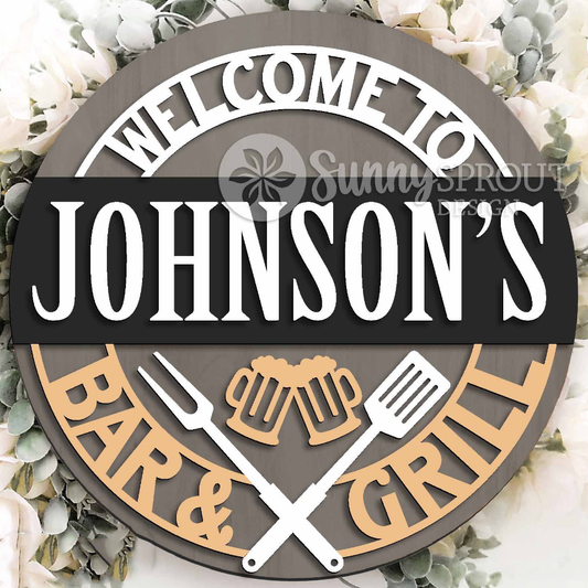 Bar & Grill Round Sign