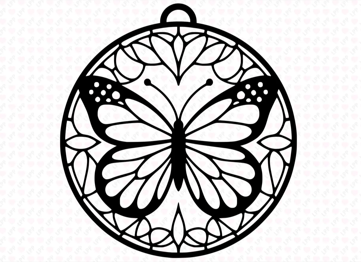 Butterfly Round Crushed Glass