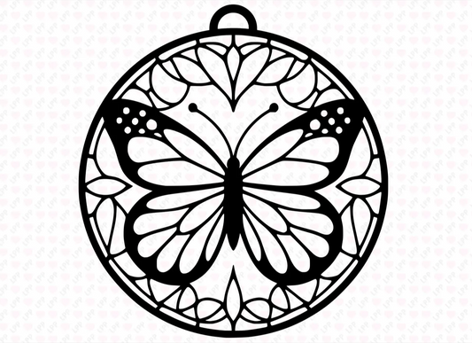 Butterfly Round Crushed Glass