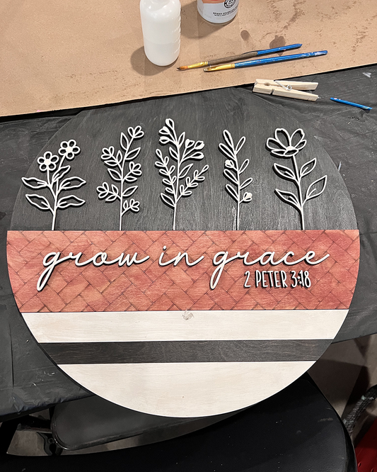 Grown in Grace Round Sign