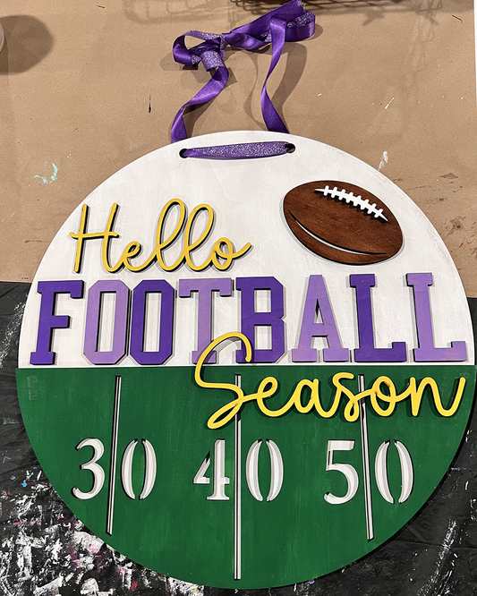 Hello Football Round Sign