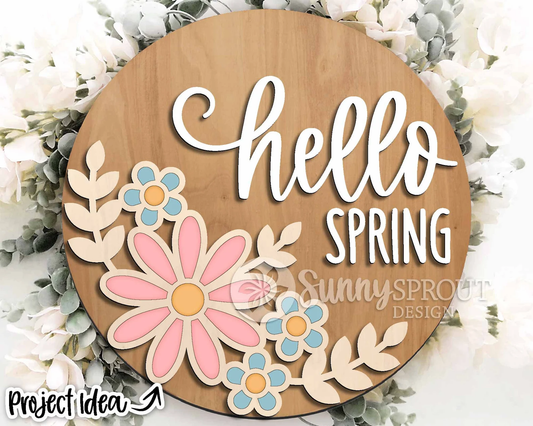 Hello Spring Round Sign