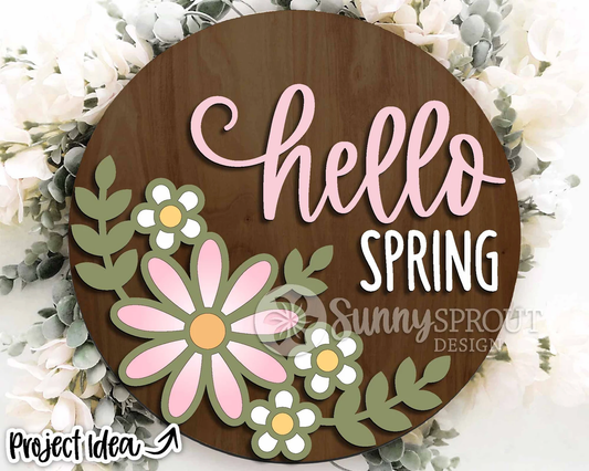 Hello Spring Round Sign