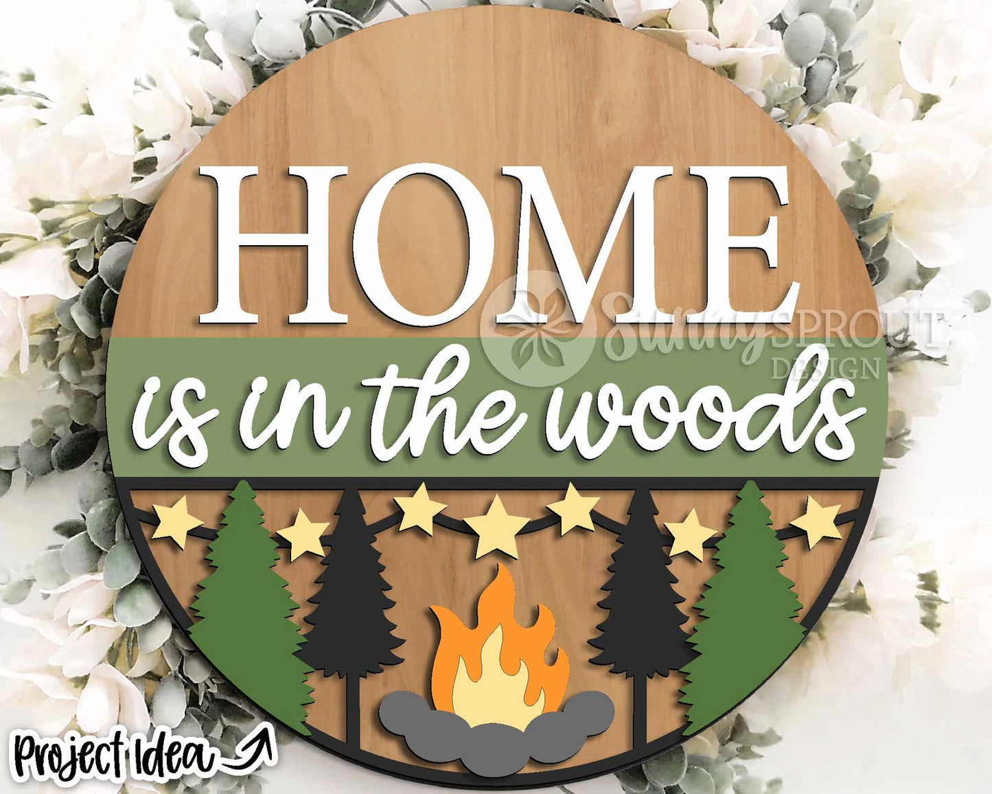 Home in the Woods Round Sign