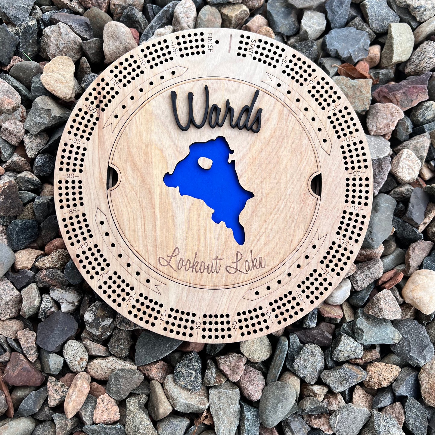 Personalized 4 person Round Cribbage Board