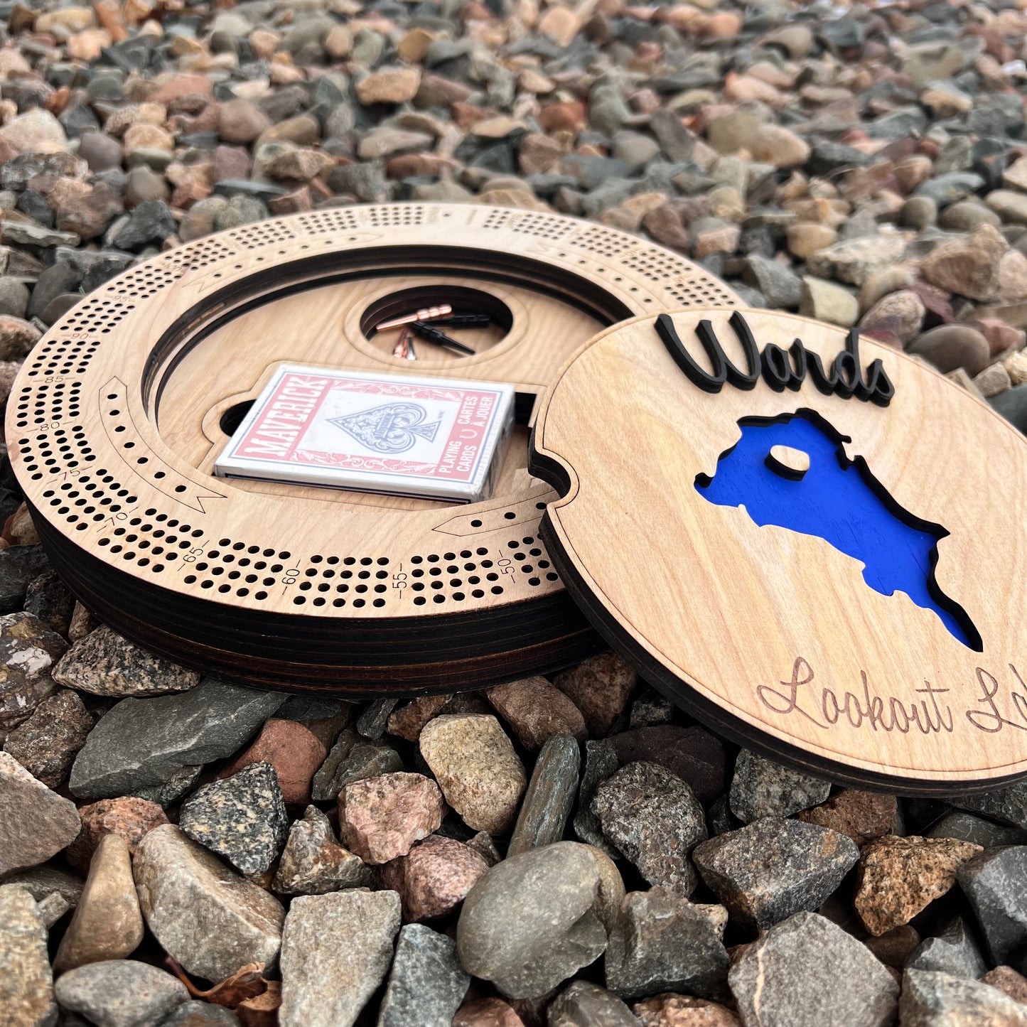 Personalized 4 person Round Cribbage Board