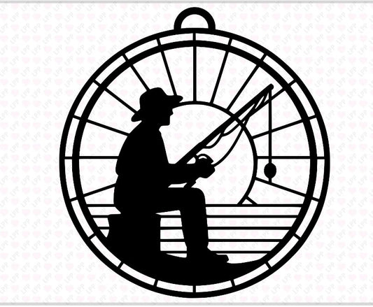 Man Fishing Crushed Glass