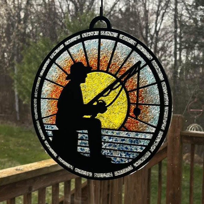 Man Fishing Crushed Glass