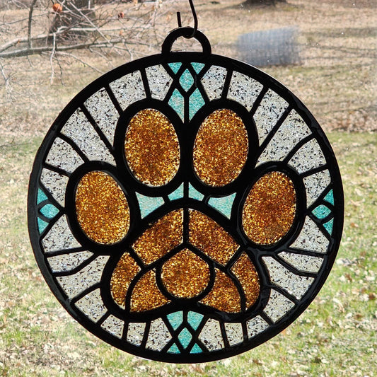 Paw Print Crushed Glass