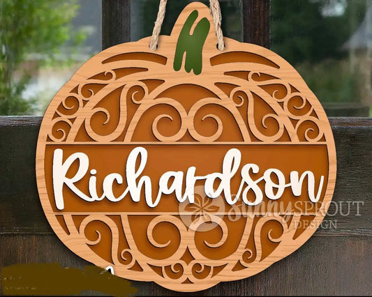Pumpkin Name Door Hanger