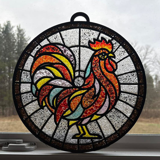 Rooster Crushed Glass