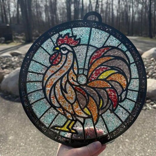 Rooster Crushed Glass