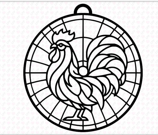 Rooster Crushed Glass