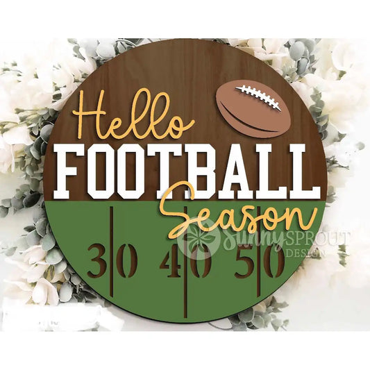 Hello Football Round Sign