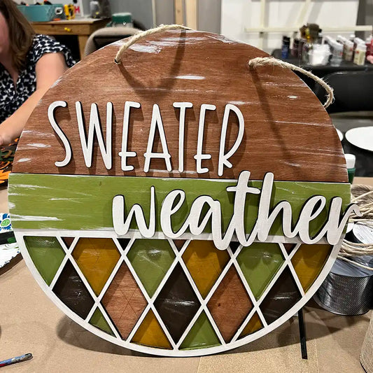Sweater Weather Round Sign