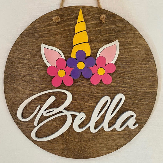 Unicorn Name Round Sign