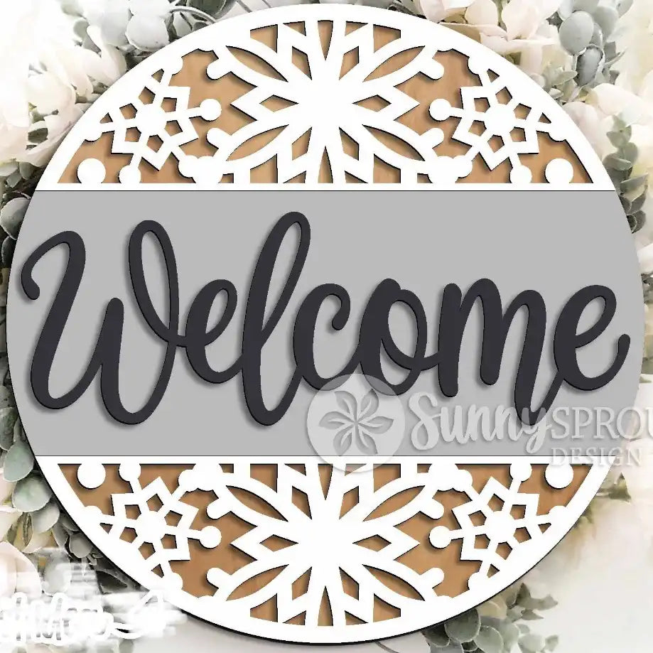 Welcome Snowflakes Round Sign – Lakes Area Custom