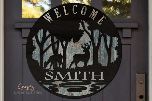 Welcome Deer Round Sign