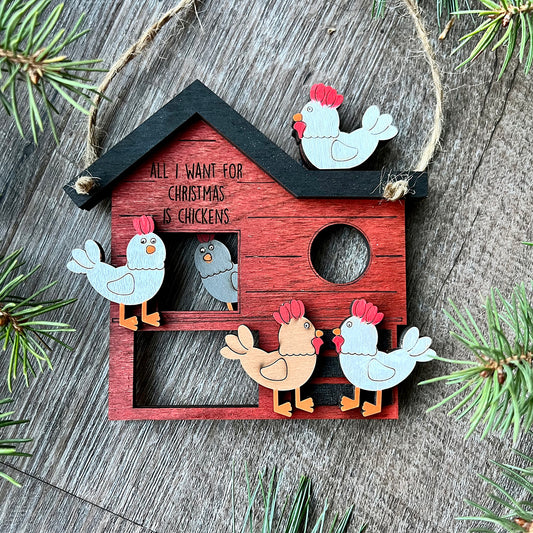 Chickens for Christmas Ornament