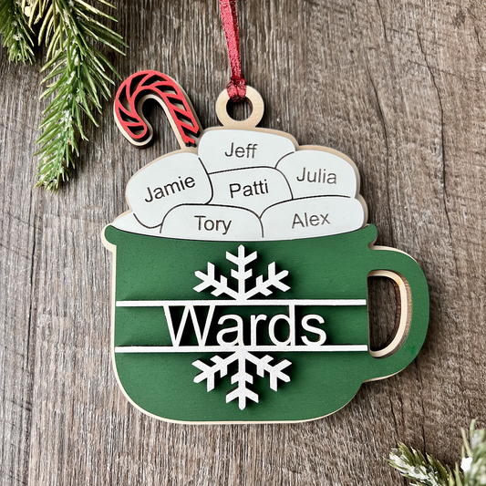Family Cocoa Name Ornament