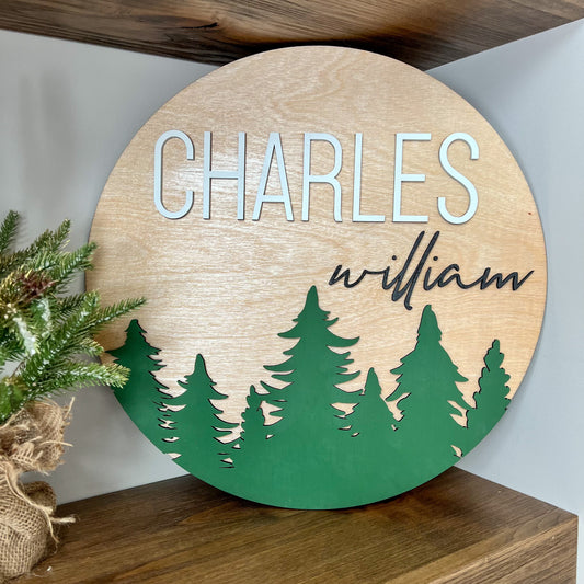 Round Pine Name Sign