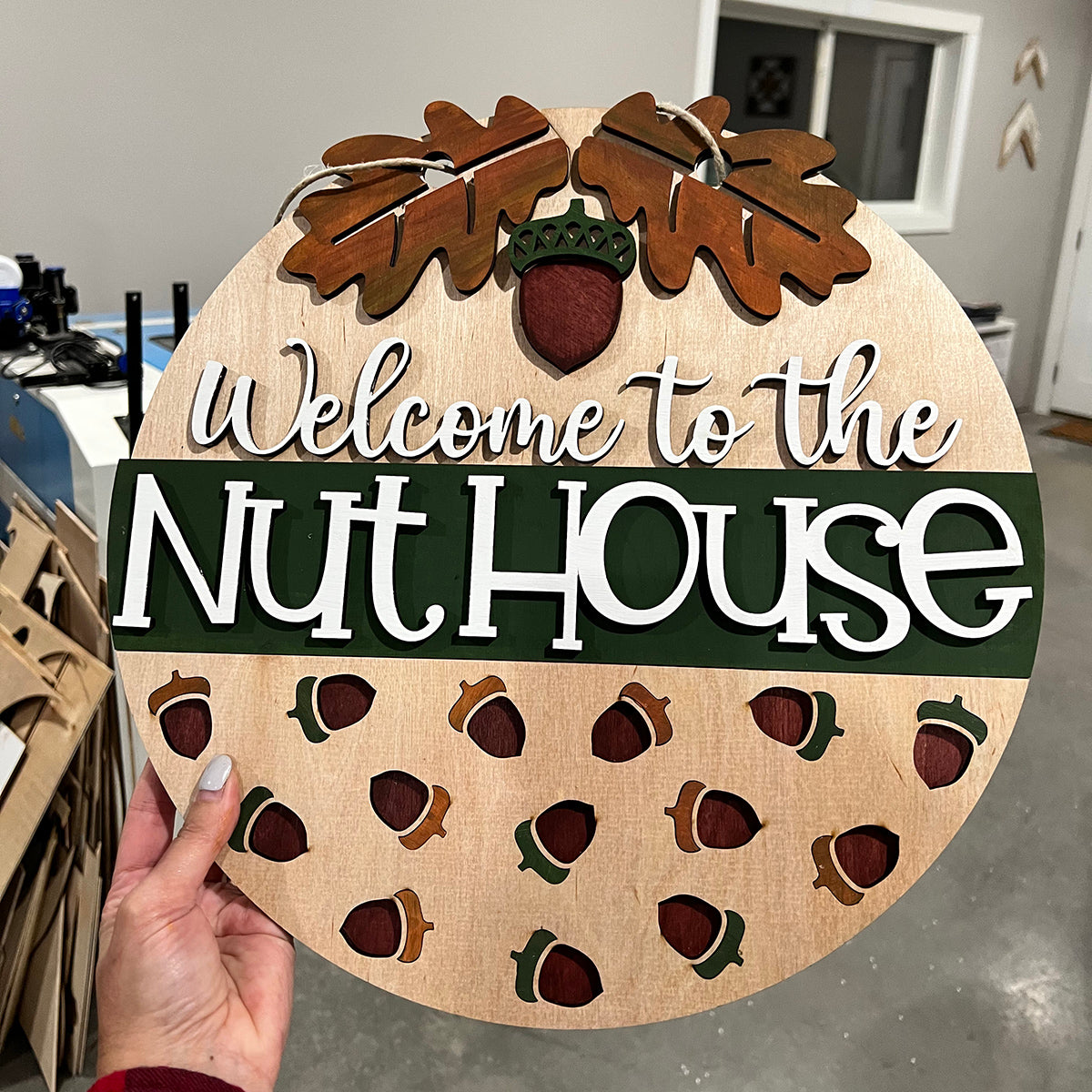 Welcome Nut House Round Sign