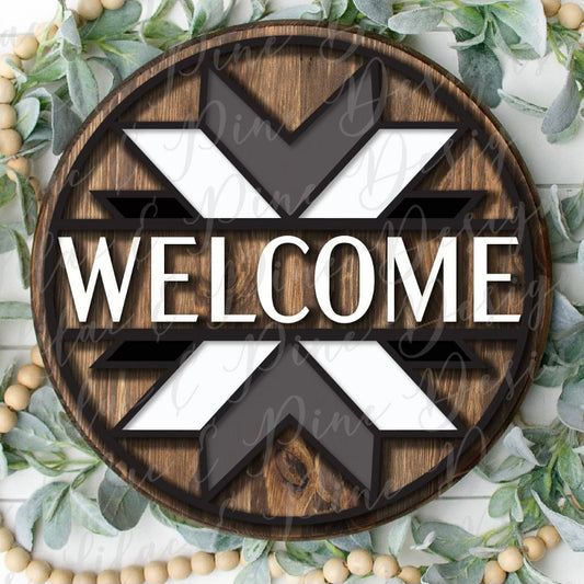 Welcome Barn Quilt Round Sign